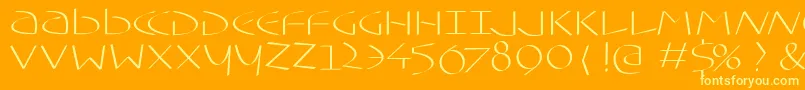 Typoasisuncial-Schriftart – Gelbe Schriften auf orangefarbenem Hintergrund