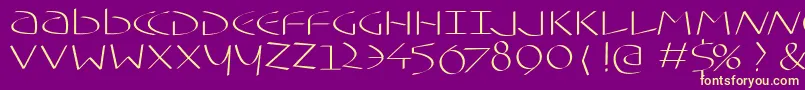 Typoasisuncial-Schriftart – Gelbe Schriften auf violettem Hintergrund