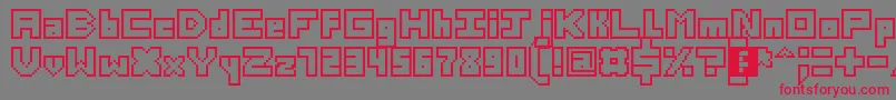 フォントThirteenPixelFonts – 赤い文字の灰色の背景