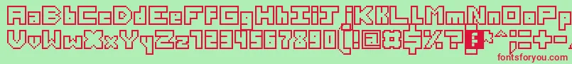 Czcionka ThirteenPixelFonts – czerwone czcionki na zielonym tle