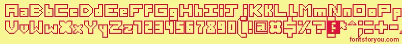フォントThirteenPixelFonts – 赤い文字の黄色い背景