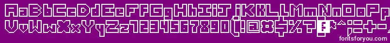 Fonte ThirteenPixelFonts – fontes brancas em um fundo violeta