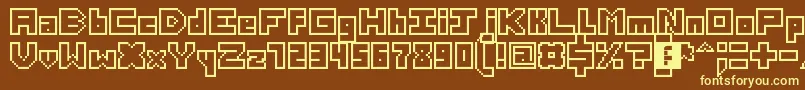 ThirteenPixelFonts-fontti – keltaiset fontit ruskealla taustalla