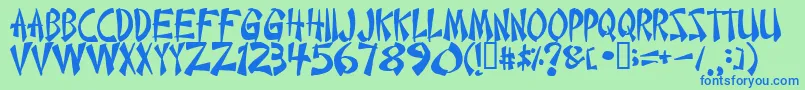 Chint-Schriftart – Blaue Schriften auf grünem Hintergrund