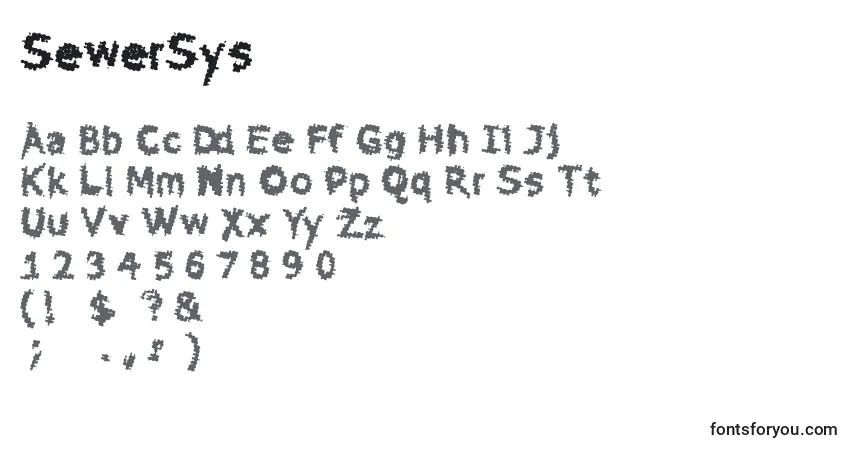 Czcionka SewerSys – alfabet, cyfry, specjalne znaki