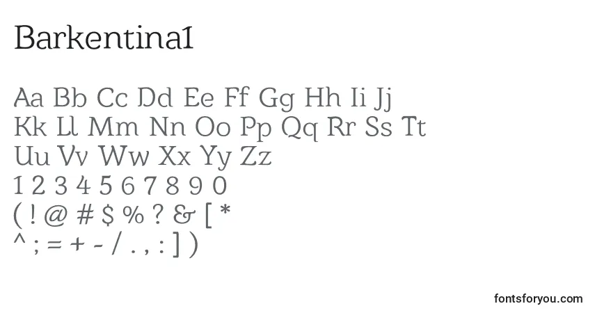 Fuente Barkentina1 - alfabeto, números, caracteres especiales