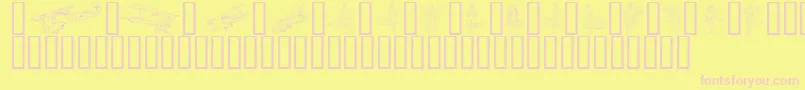 Ww1Planes-Schriftart – Rosa Schriften auf gelbem Hintergrund