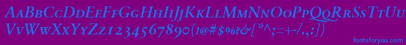 SabonnextLtDemiItalicSmallCaps Font – Blue Fonts on Purple Background