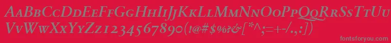 フォントSabonnextLtDemiItalicSmallCaps – 赤い背景に灰色の文字