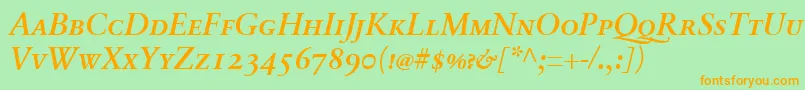 Подробнее о шрифте SabonnextLtDemiItalicSmallCaps Шрифт SabonnextLtDemiItalicSmallCaps – оранжевые шрифты на зелёном фоне