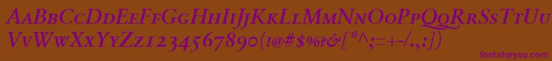 SabonnextLtDemiItalicSmallCaps Font – Purple Fonts on Brown Background