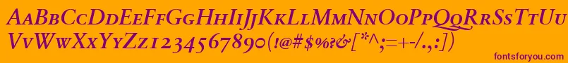 SabonnextLtDemiItalicSmallCaps Font – Purple Fonts on Orange Background