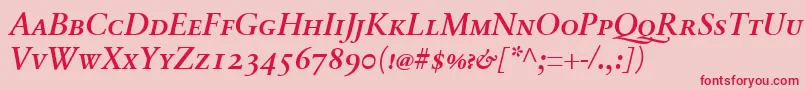 SabonnextLtDemiItalicSmallCaps Font – Red Fonts on Pink Background
