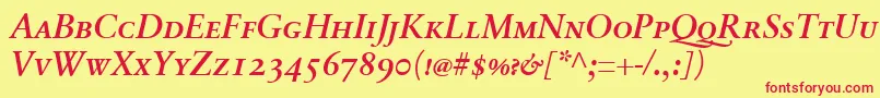 SabonnextLtDemiItalicSmallCaps Font – Red Fonts on Yellow Background