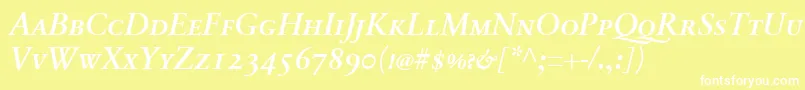 フォントSabonnextLtDemiItalicSmallCaps – 黄色い背景に白い文字