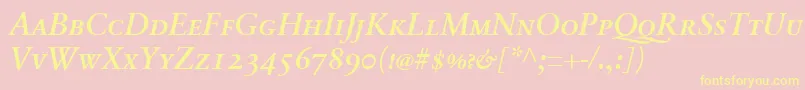 SabonnextLtDemiItalicSmallCaps Font – Yellow Fonts on Pink Background