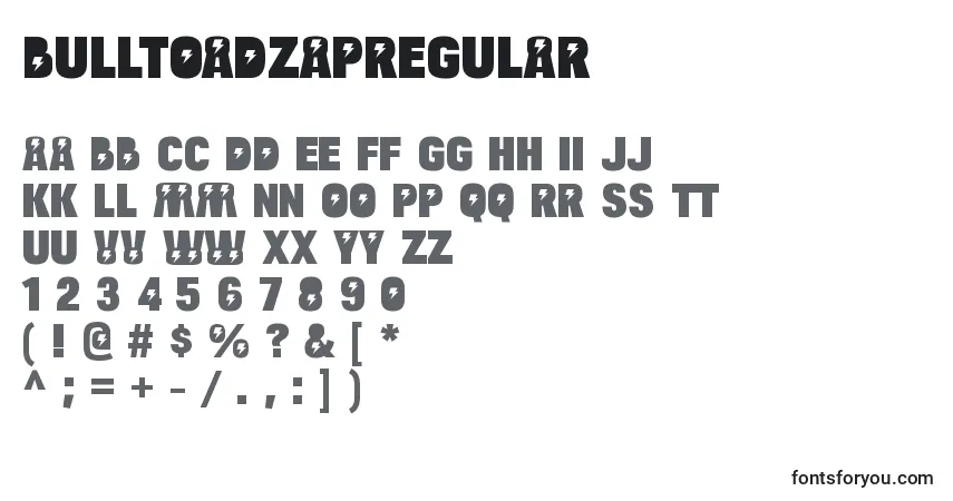 Czcionka BulltoadzapRegular – alfabet, cyfry, specjalne znaki