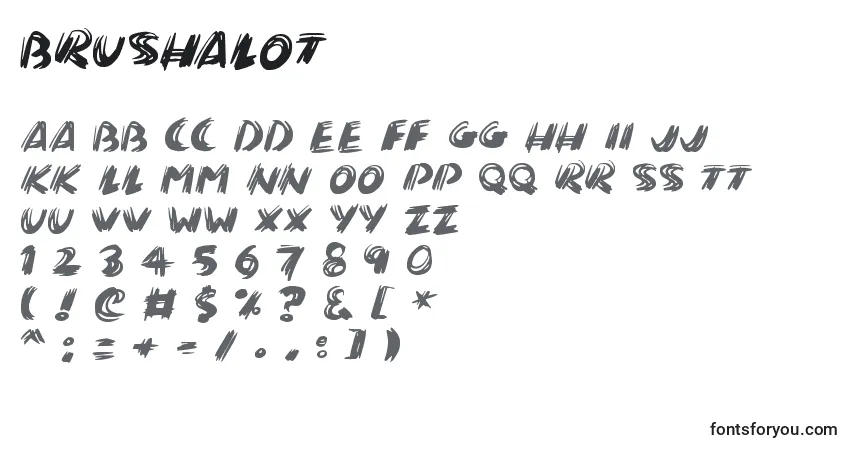 Czcionka Brushalot – alfabet, cyfry, specjalne znaki