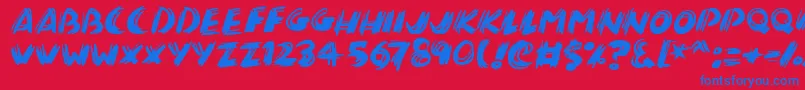 フォントBrushalot – 赤い背景に青い文字