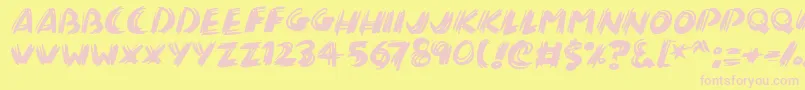 Czcionka Brushalot – różowe czcionki na żółtym tle