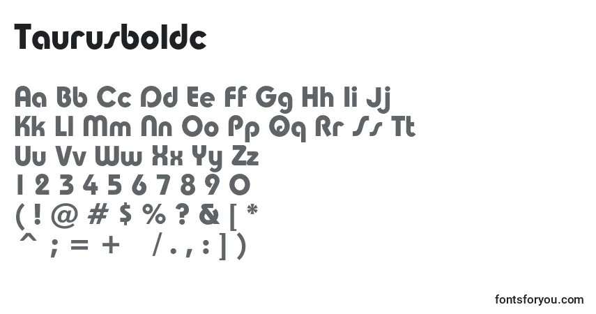 A fonte Taurusboldc – alfabeto, números, caracteres especiais
