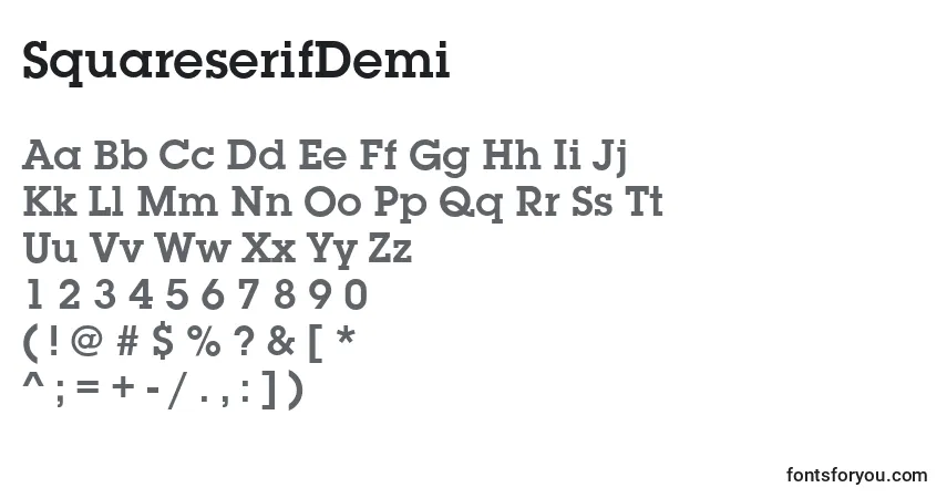 Шрифт SquareserifDemi – алфавит, цифры, специальные символы