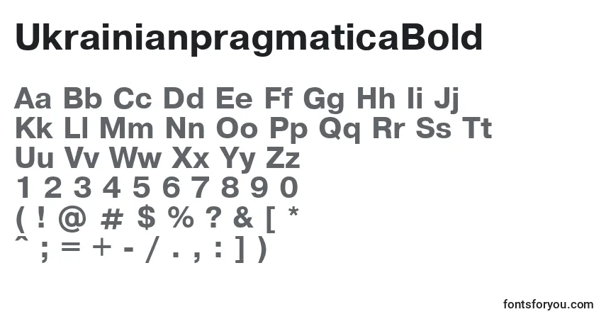 A fonte UkrainianpragmaticaBold – alfabeto, números, caracteres especiais