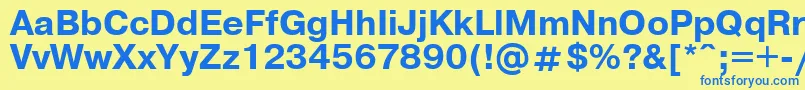 フォントUkrainianpragmaticaBold – 青い文字が黄色の背景にあります。