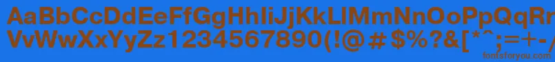 フォントUkrainianpragmaticaBold – 茶色の文字が青い背景にあります。