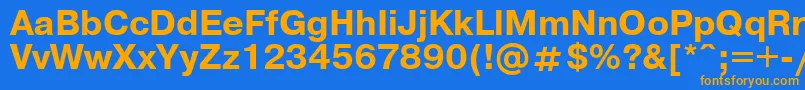 フォントUkrainianpragmaticaBold – オレンジ色の文字が青い背景にあります。