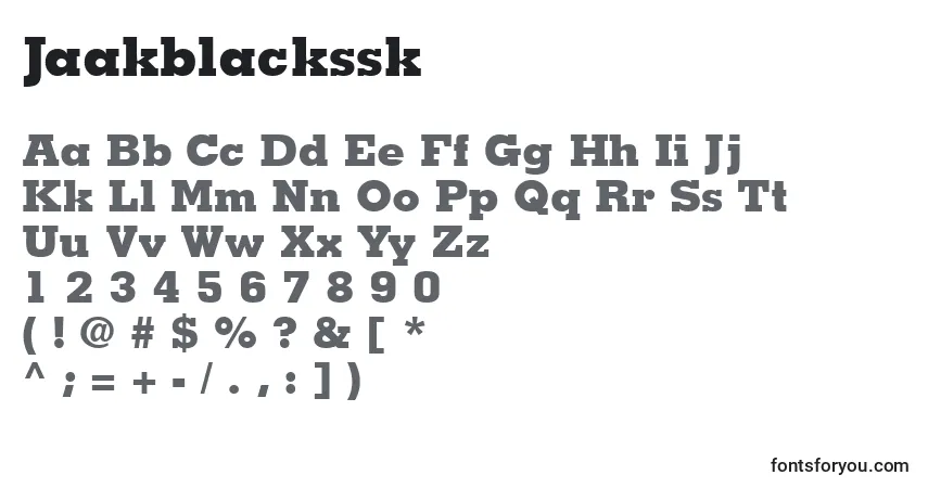 Czcionka Jaakblackssk – alfabet, cyfry, specjalne znaki