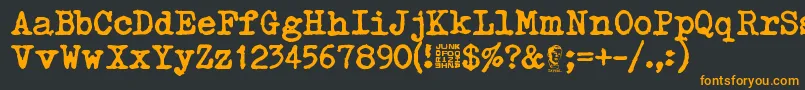 Typetys-Schriftart – Orangefarbene Schriften auf schwarzem Hintergrund