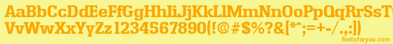 フォントEnschedeBold – オレンジの文字が黄色の背景にあります。