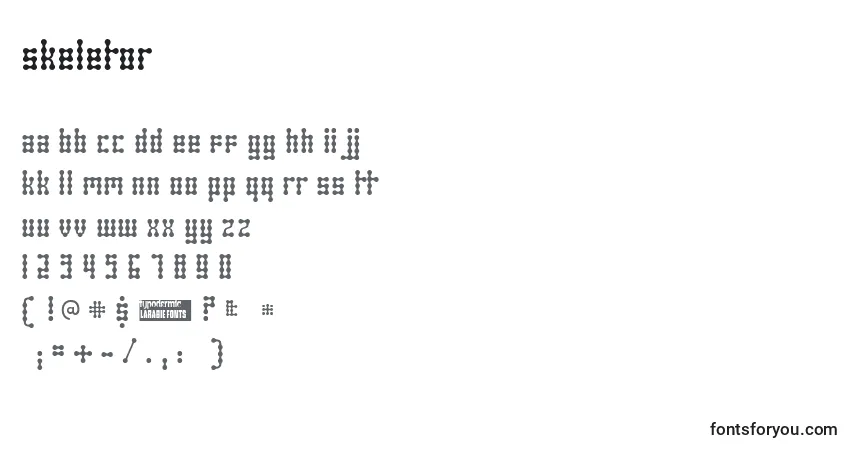 Schriftart Skeletor – Alphabet, Zahlen, spezielle Symbole