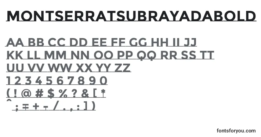 A fonte MontserratsubrayadaBold – alfabeto, números, caracteres especiais