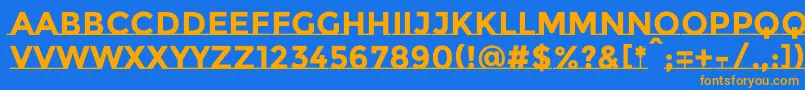 フォントMontserratsubrayadaBold – オレンジ色の文字が青い背景にあります。