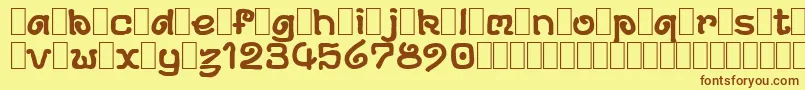 フォントDsArcheologyDemo – 茶色の文字が黄色の背景にあります。