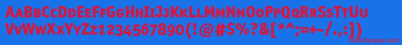 Officinasansextraboldscc-fontti – punaiset fontit sinisellä taustalla