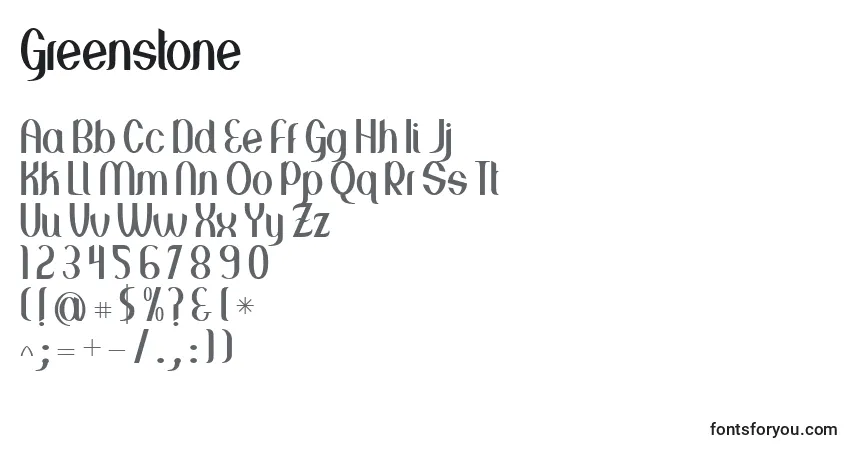 A fonte Greenstone – alfabeto, números, caracteres especiais