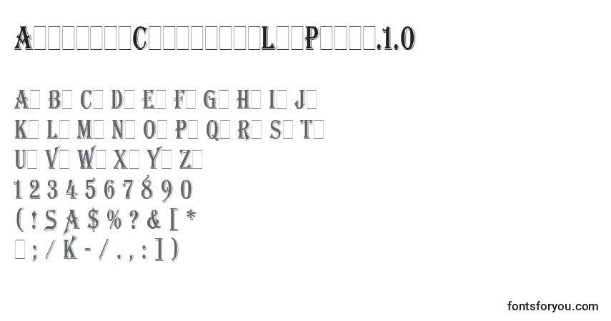 A fonte AlgerianCondensedLetPlain.1.0 – alfabeto, números, caracteres especiais