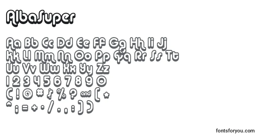 A fonte AlbaSuper – alfabeto, números, caracteres especiais