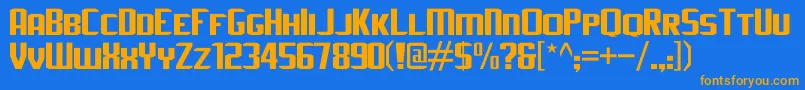 JLogRebellionSansSmallCaps Font – Orange Fonts on Blue Background