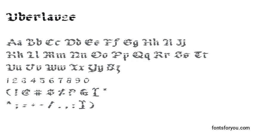 Czcionka Uberlav2e – alfabet, cyfry, specjalne znaki