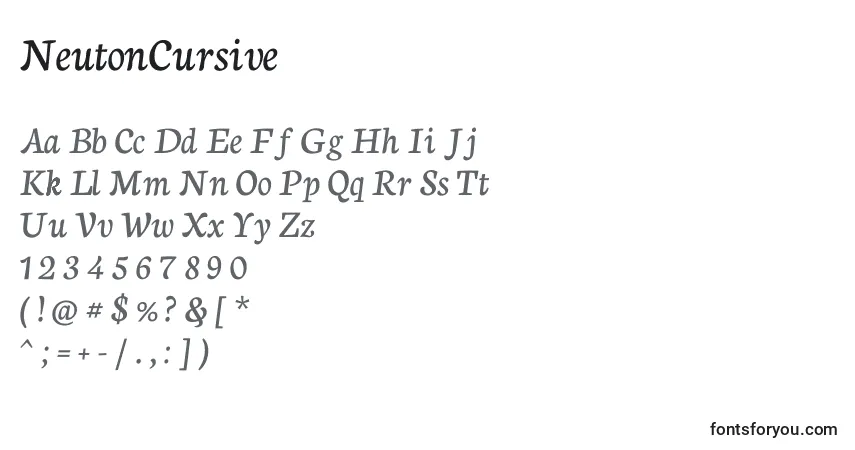 Schriftart NeutonCursive – Alphabet, Zahlen, spezielle Symbole