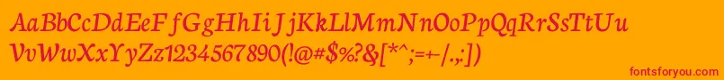 NeutonCursive Font – Red Fonts on Orange Background