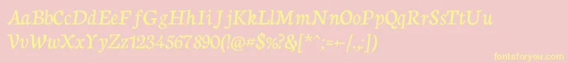 NeutonCursive-Schriftart – Gelbe Schriften auf rosa Hintergrund