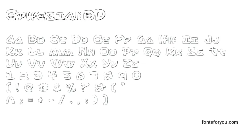 Schriftart Ephesian3D – Alphabet, Zahlen, spezielle Symbole