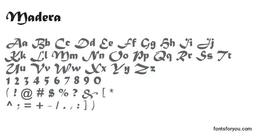 A fonte Madera – alfabeto, números, caracteres especiais