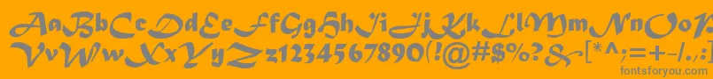 Madera-Schriftart – Graue Schriften auf orangefarbenem Hintergrund