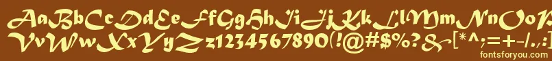 Madera-fontti – keltaiset fontit ruskealla taustalla